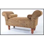 A contemporary good quality double ended window seat being raised on turned legs with a good