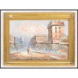 A mid 20th century oil on canvas painting picture of a  Parisienne street scene, the painting