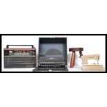 A collection of vintage items to include a cased Imperial reporters typewriter, a teak wood cased