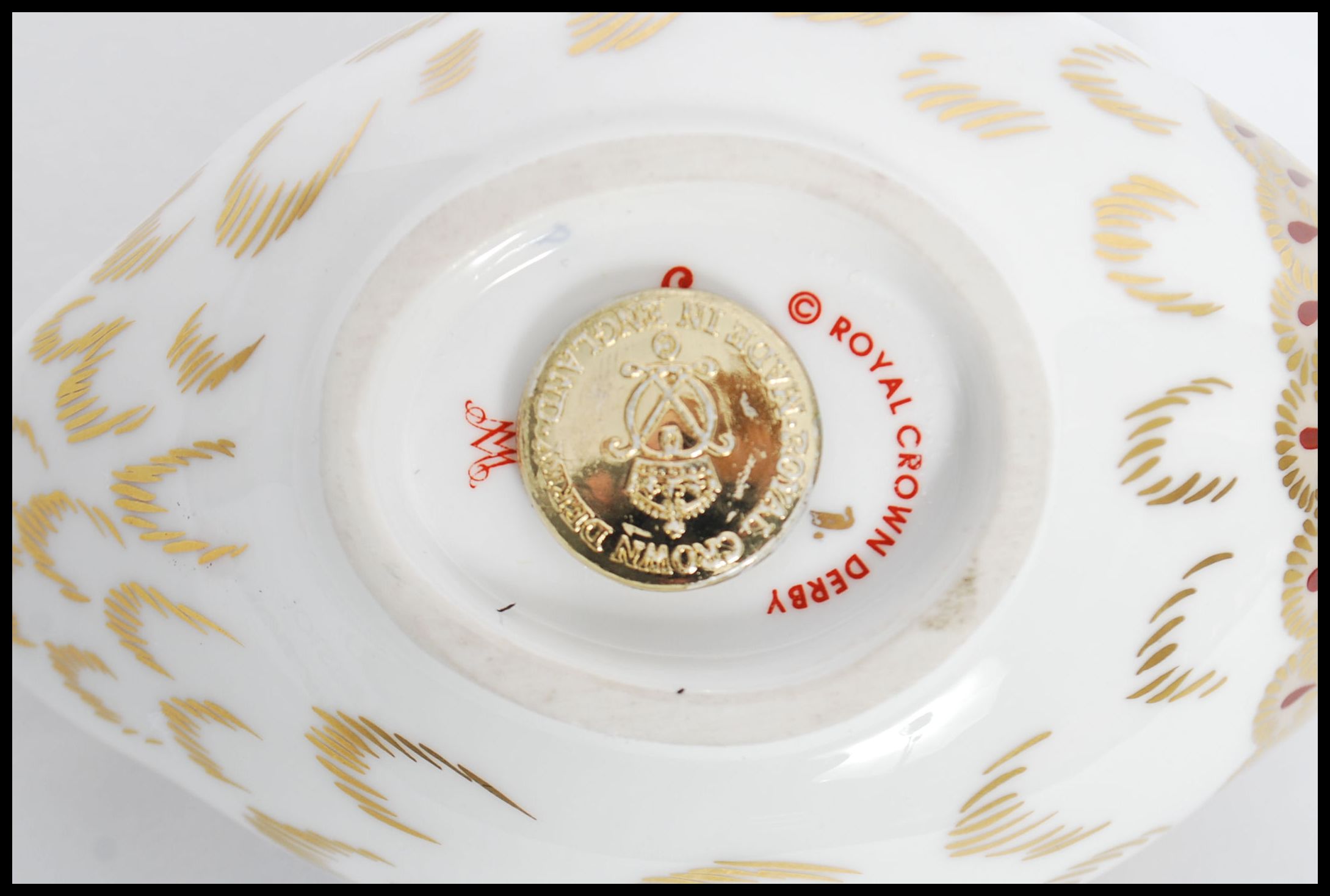 A Royal Crown Derby Grouse paperweight, with red stamp to underside, gold stopper, 6.5cm high - Image 6 of 6