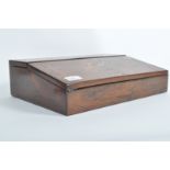 A 19th century mahogany inlaid writing slope, the slope decorated with mother of pearl designs,