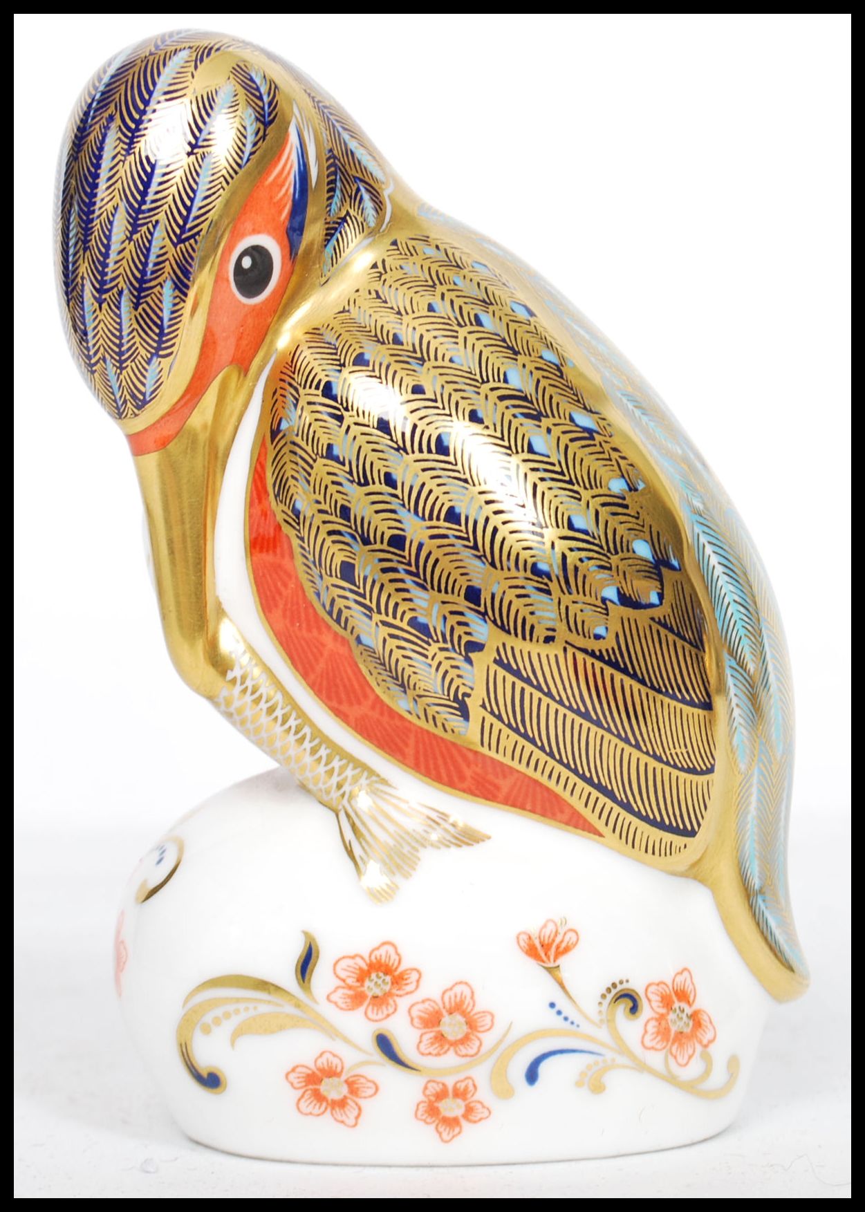 A Royal Crown Derby paperweight, Kingfisher gold stopper, red stamp to base dated mark LV for