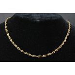 A hallmarked 9ct gold rope twist necklace chain having a lobster claw clasp. Weighs 7.2 grams.