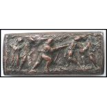 A 19th century brass vesta case match strike depicting an execution battle scene in the style of a