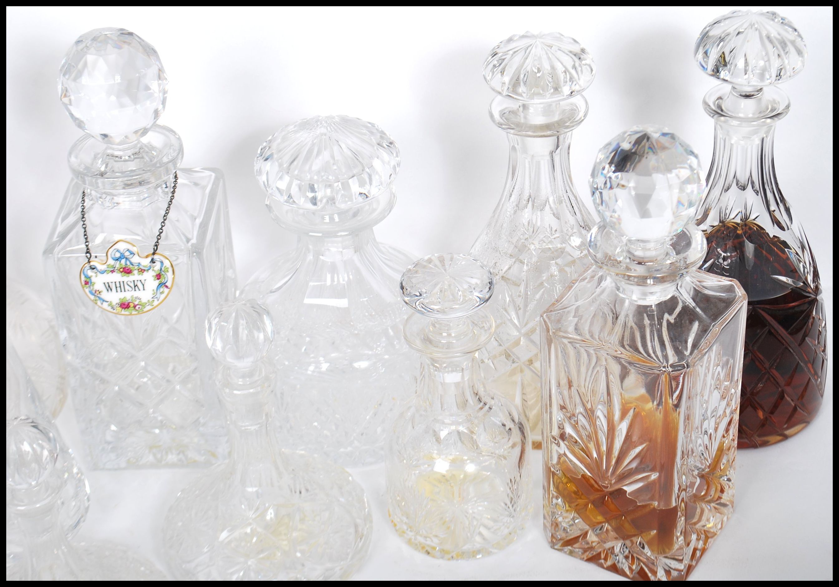 A good collection of vintage early and later 20th century cut glass lead decanters to include a - Image 2 of 5