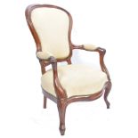 A good 19th century French mahogany fauteuil armch