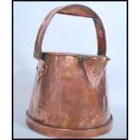 A stunning 19th century large copper Barge Ware hot water carrier / can, swing carry handle atop