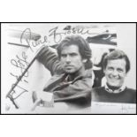 James Bond autographs; an 8x10" black and white publicity photograph of Pierce Brosnan, signed in