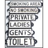 A collection of six vintage style cast metal wall / door  plaques in the manner of Worboys to