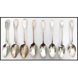 A group of eight Georgian silver tea / coffee spoons to include two bearing London hallmarks for