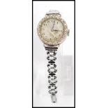 A vintage 20th century ladies 18ct white gold marcasite diamond ladies wrist watch, fitted with a