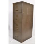 A good mid century Industrial metal upright filing cabinet of 4 drawers with pull handles and