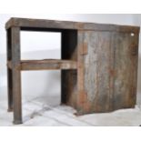 A stunning mid century heavy metal engineers workbench - console sideboard having cast metal