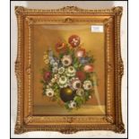 A. De Angelis.  Early 19th century still life flowers oil painting set within a gilt frame and