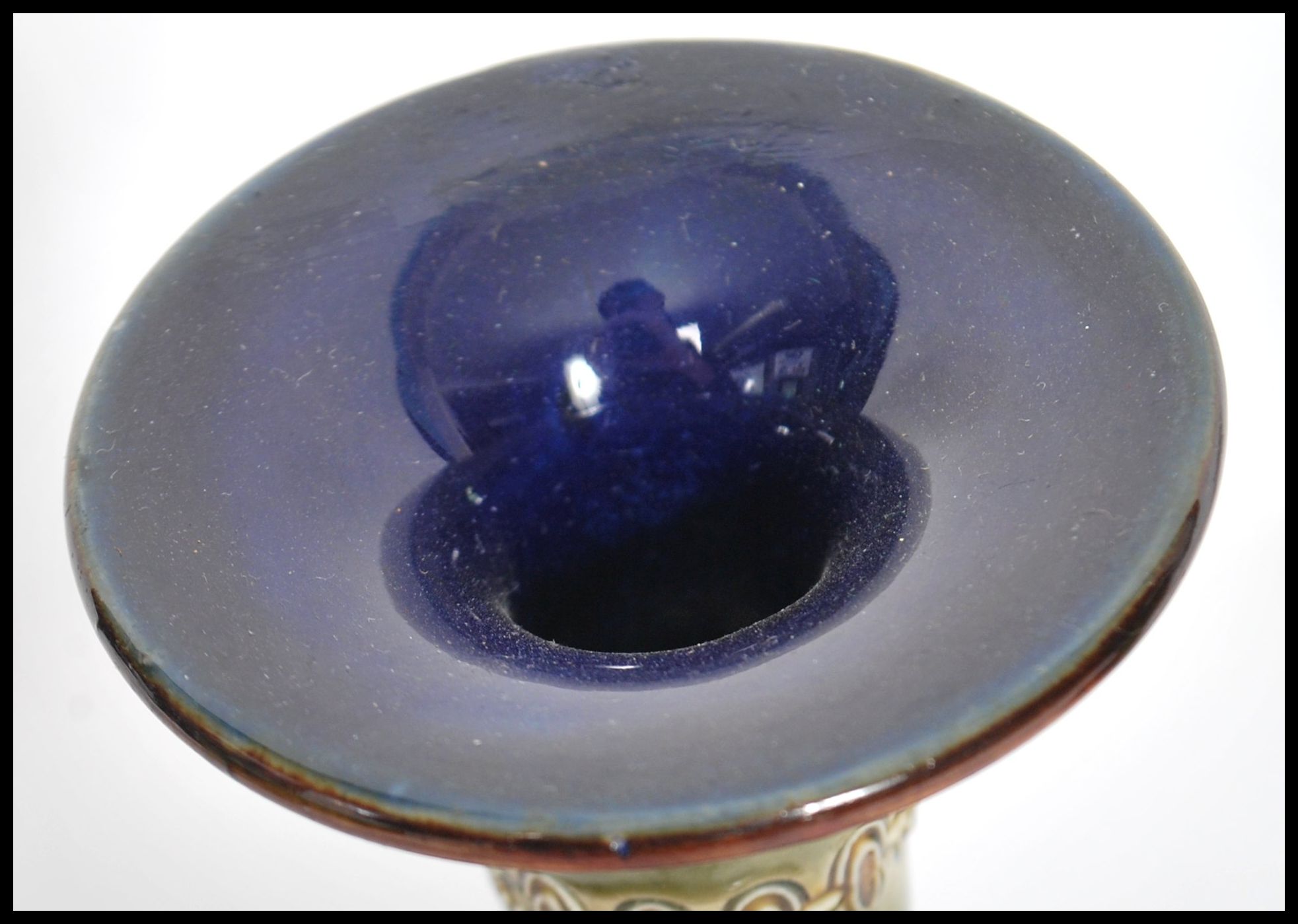 A 19th century Doulton Lambeth stoneware baluster vase having a waisted neck with flared rim, blue - Image 4 of 5