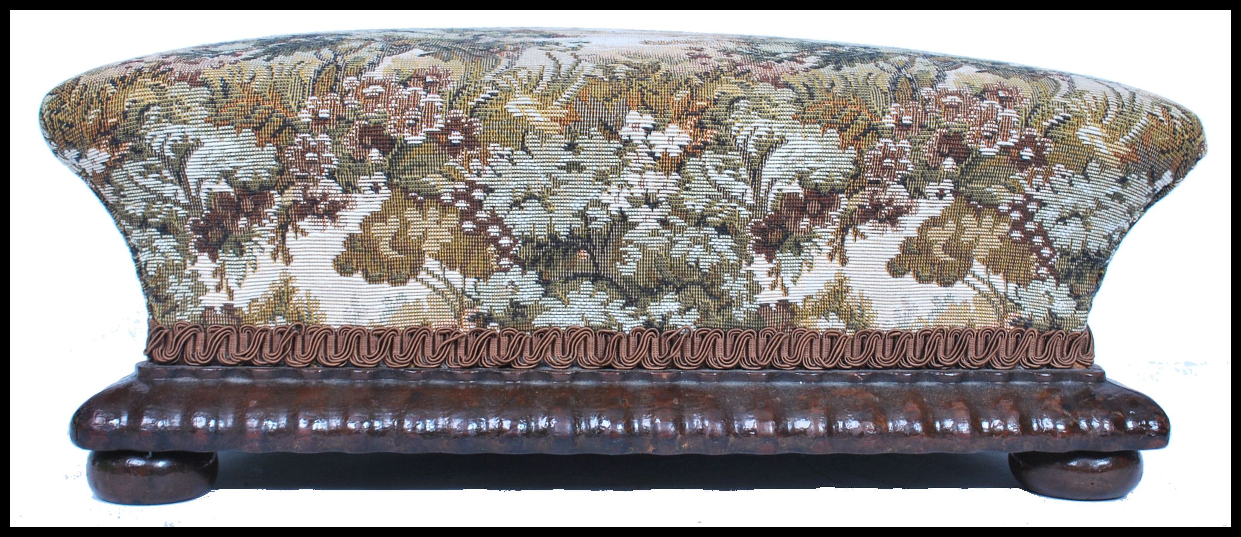 A  Victorian mahogany and tapestry upholstered footstool of square form raised on pad feet with - Image 2 of 4