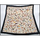 A vintage Hermes of Paris silk scarf, Plumes par Henri de Linares, multi-coloured feather design,