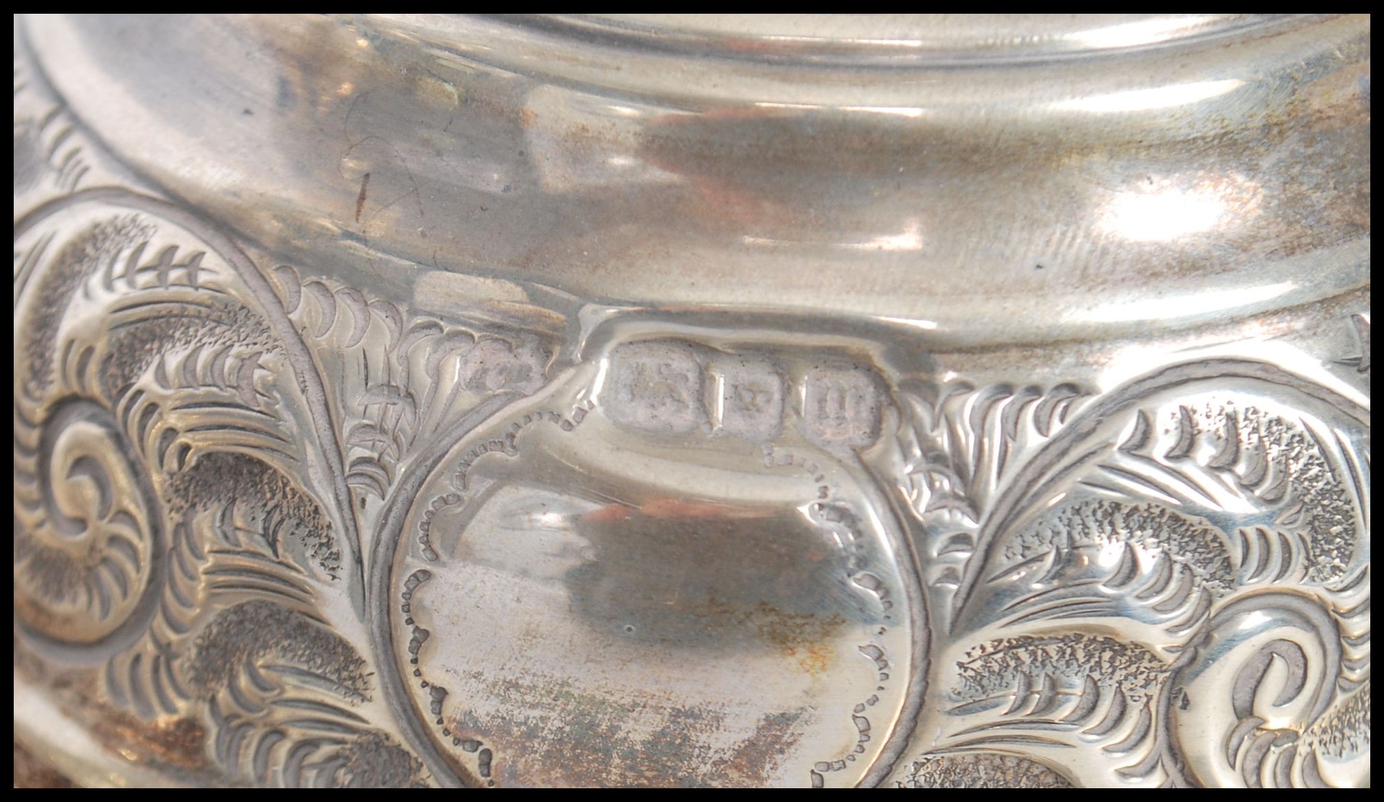 A large pair of Edwardian silver hallmarked London tall candlesticks with shaped terraces and shaped - Image 6 of 7