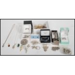 A collection of sterling silver ladies vintage and contemporary jewellery to include necklaces,