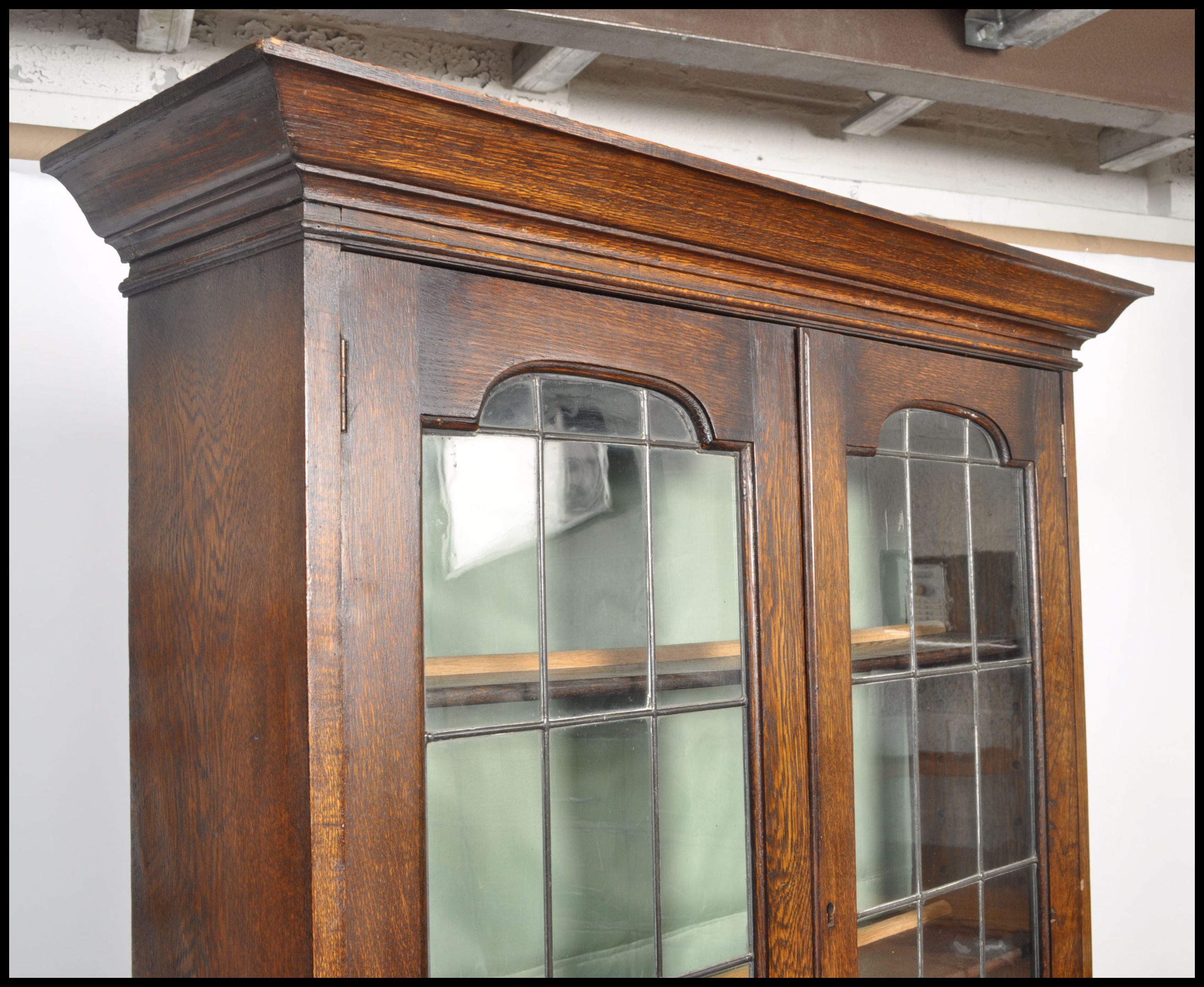 An early 20th century oak Jacobean revival bureau bookcase. Raised on barley twist supports with - Image 5 of 5