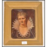 A 19th century reverse oil painting on glass portrait study of a young lady in period dress, The