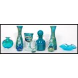 A collection of retro 20th century Mdina glass to include a pair of vases, chess piece knight
