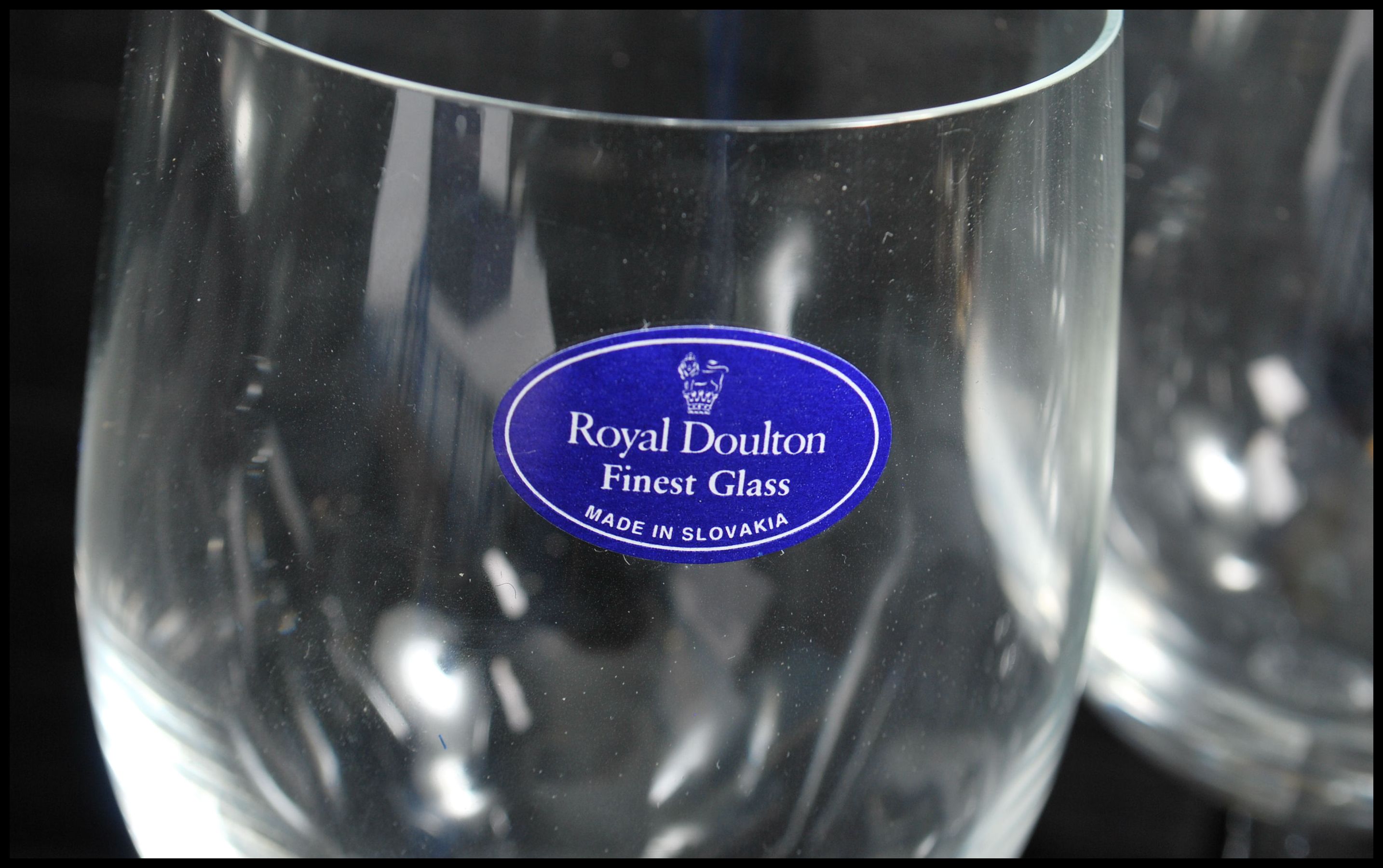 A boxed set of six unused Royal Doulton Finest Glass wine glasses contained within the original - Image 8 of 8