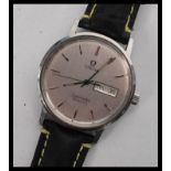 A vintage 20th century Omega Seamaster quartz movement wrist watch having a silvered dial with baton