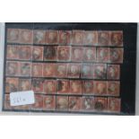 Victorian PENNY RED stamps (x45) 1841 issue (no perforations). Some with Maltese cross postmarks.