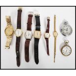 A good group of vintage pocket watches and watches to include Smiths Empire, Continental pocket