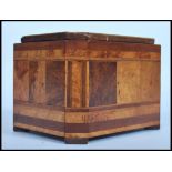 A 19th century VIctorian small walnut and sample wood marquetry tea caddy,  of octagonal form, the