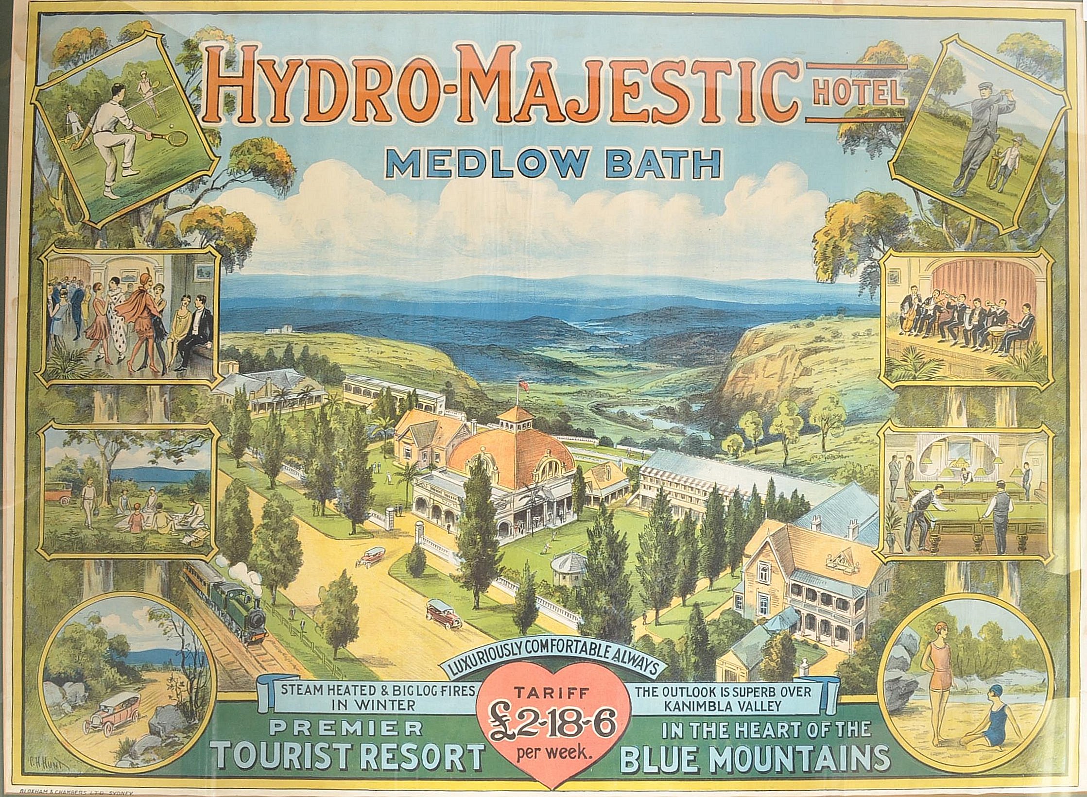 Charles Henry Hunt ( 1857 - 1938 ) An original large Australian travel advertising poster for the