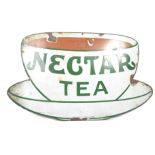 A vintage 20th century point of sale shop advertising enamel sign for " Nectar Tea " in the form