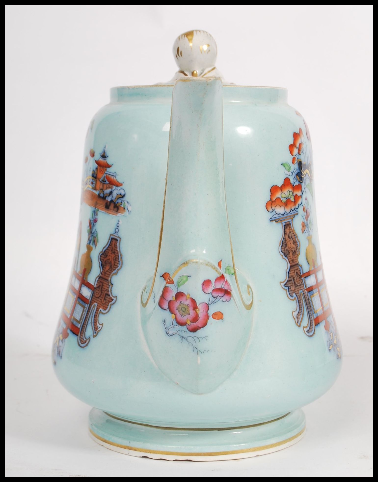 A late 19th early 20th century Staffordshire china teapot, transfer printed with scenes of - Image 4 of 7