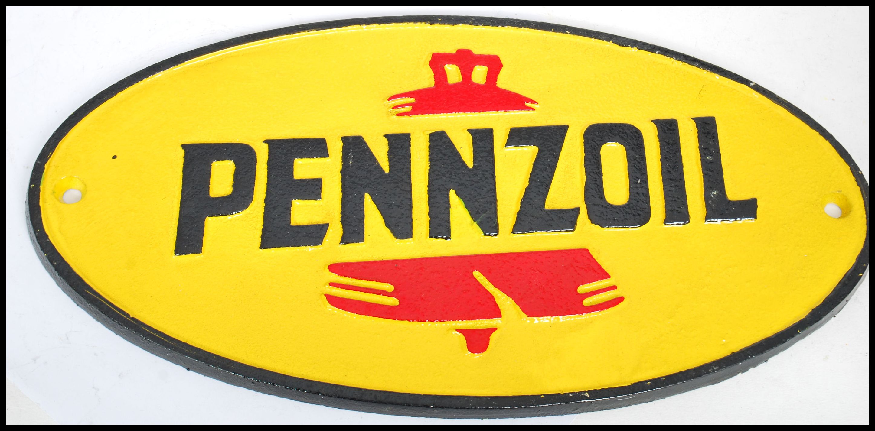 A pair of vintage style cast metal point of sale advertising garage wall plaques for Mobilgas and - Image 3 of 5