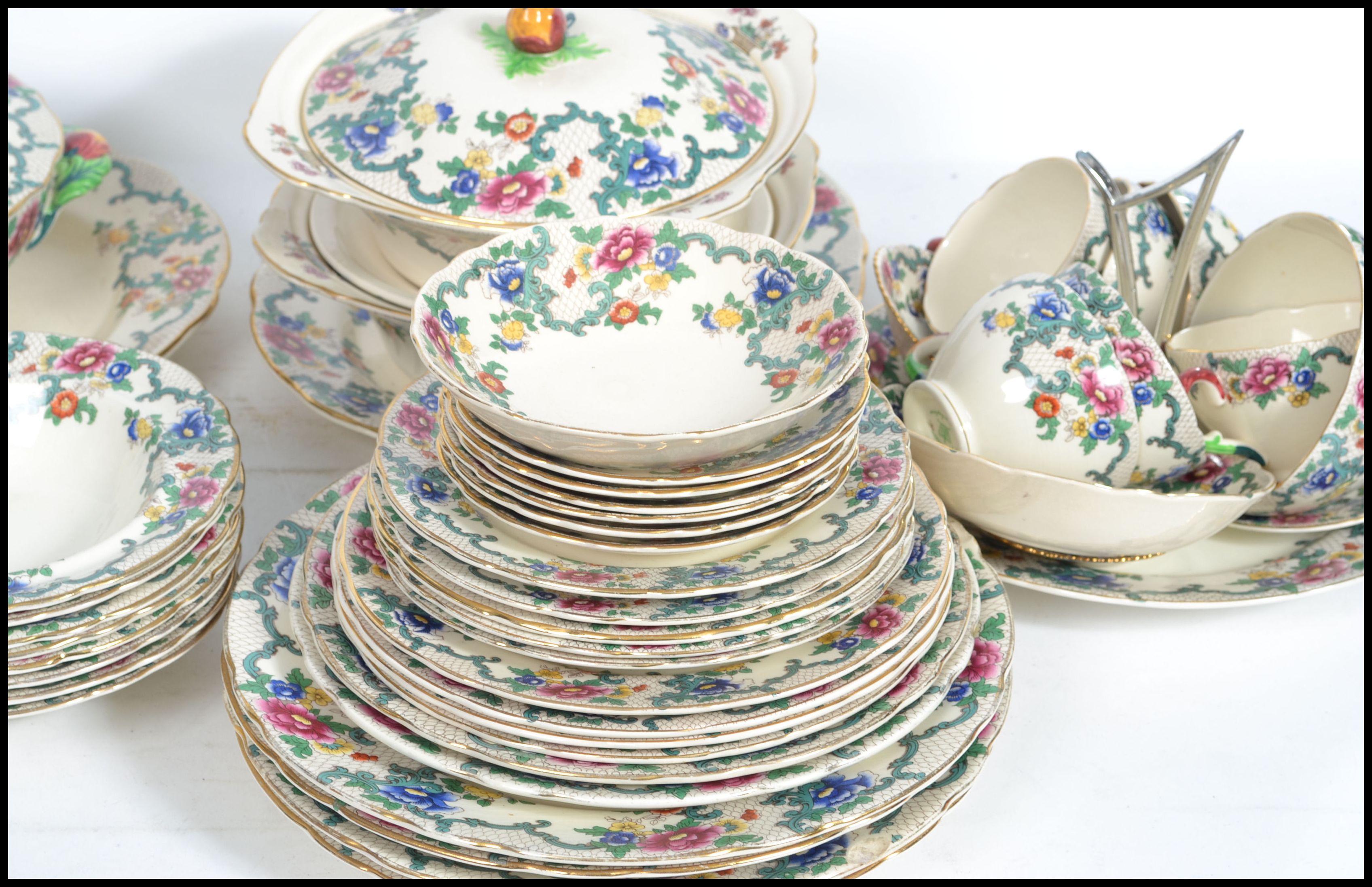 A retro mid century Royal Cauldon dinner / tea service comprising dinner plates, cups, saucers etc - Image 2 of 3