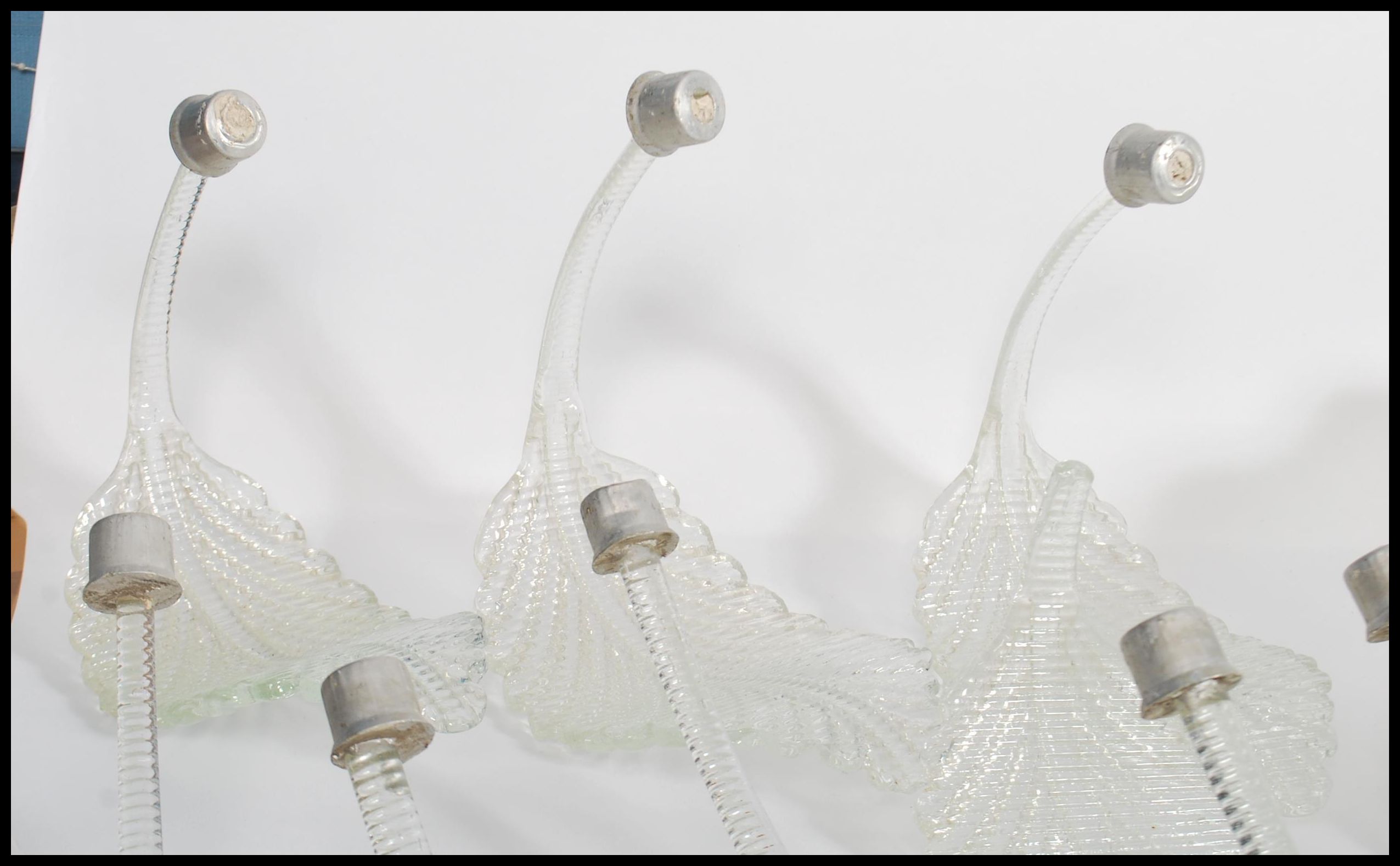 A stunning early 20th century Murano Italian glass chandalier ( parts ) having the most amazing leaf - Image 6 of 13