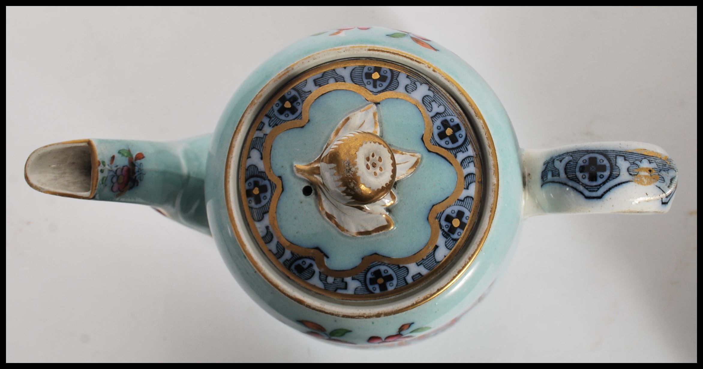 A late 19th early 20th century Staffordshire china teapot, transfer printed with scenes of - Image 5 of 7