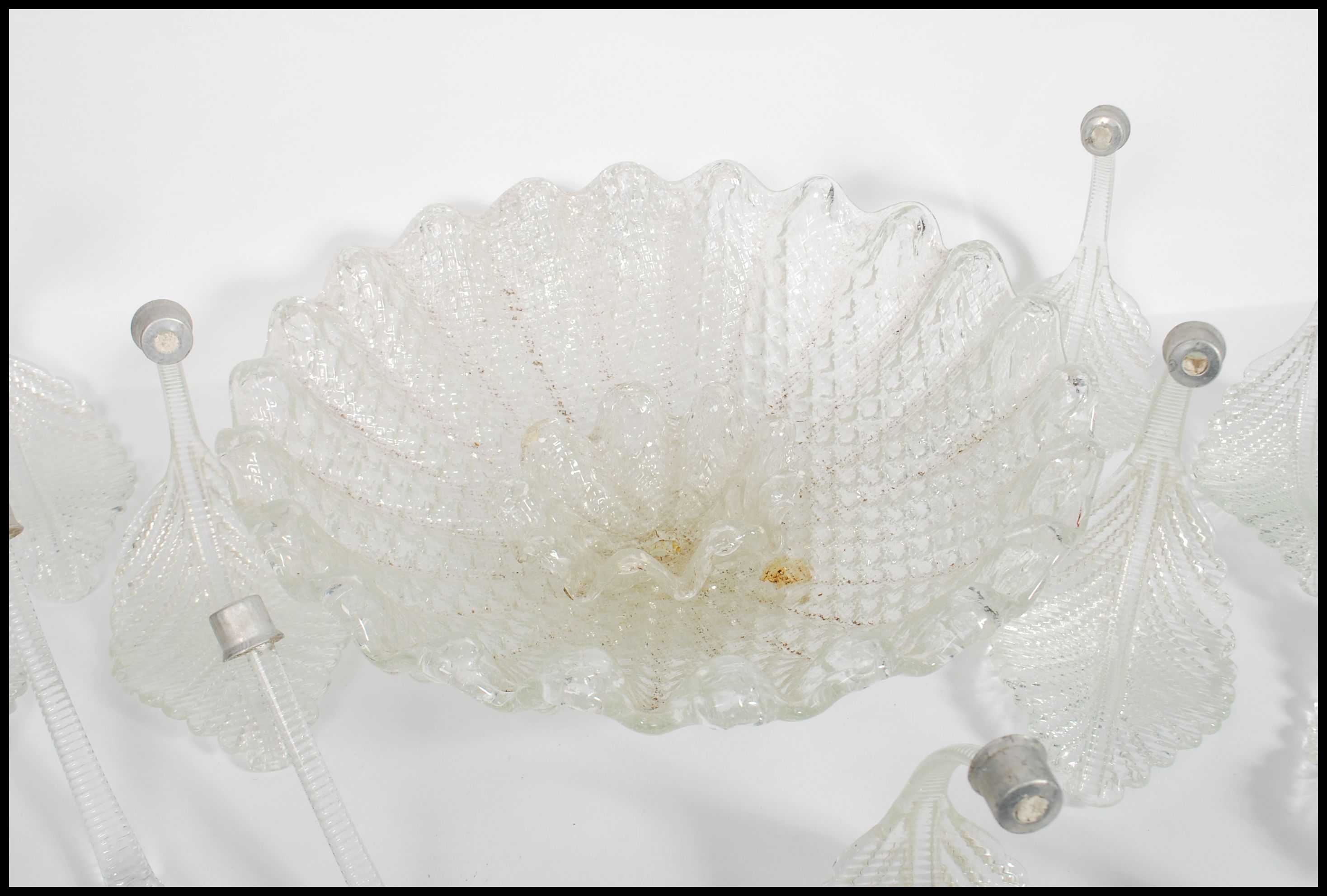 A stunning early 20th century Murano Italian glass chandalier ( parts ) having the most amazing leaf - Image 3 of 13