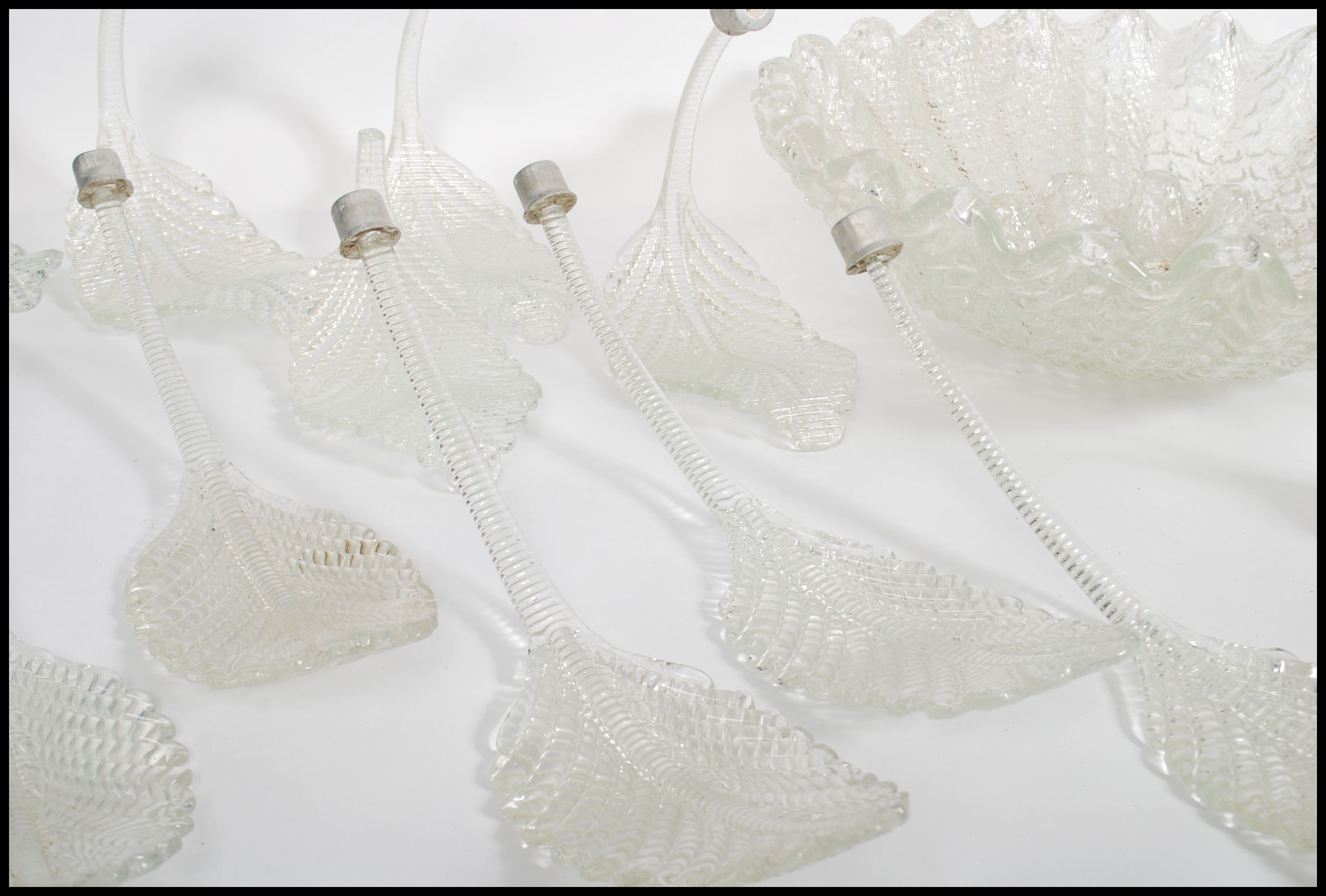 A stunning early 20th century Murano Italian glass chandalier ( parts ) having the most amazing leaf - Image 8 of 13