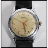 A vintage mid 20th century Phenix Chronostop 17 jewel Swiss made wrist watch having a silvered