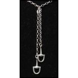 A 925 silver necklace in the style of a watch chain having stirrup links and lobster claw clasp.