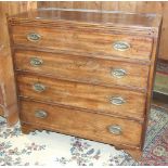 A Late-Georgian mahogany straight-front chest of four graduated long drawers, on later bracket feet,