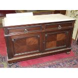 A Continental walnut wash stand, the rectangular top above two frieze drawers and a pair of cupboard