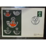 A collection of sixty-one National Army Museum first day covers showing military badges, uniforms