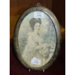 An oval silver photograph frame of plain form, Birmingham 1914, 26 x 19cm, (a/f).