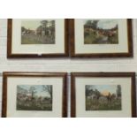 After James Burleigh, a set of four framed coloured limited edition hunting prints, 'The Meet' 173/