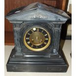 A late-19th century black slate clock of architectural form, the movement stamped 'S Marti',