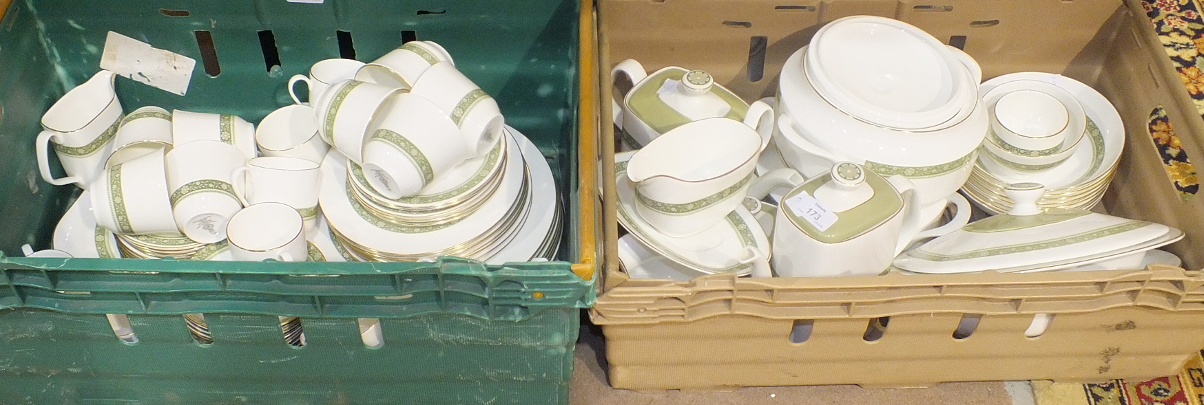 Ninety-six pieces of Royal Doulton "Rondelay" tea and dinner ware.