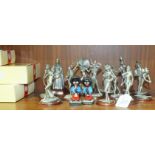A set of twelve Royal Hampshire pewter models of scantily-clad women, mainly 10cm high, an English